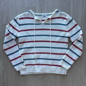 Striped Knit Sweater - Red, Blue, and White